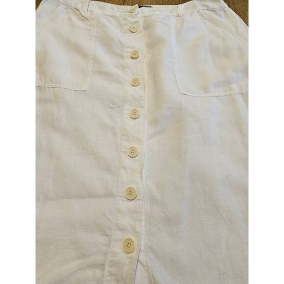 Talbots White Linen Lined Button Maxi Skirt Minimalism Clean Girl Boho 14 EUC - Picture 6 of 7